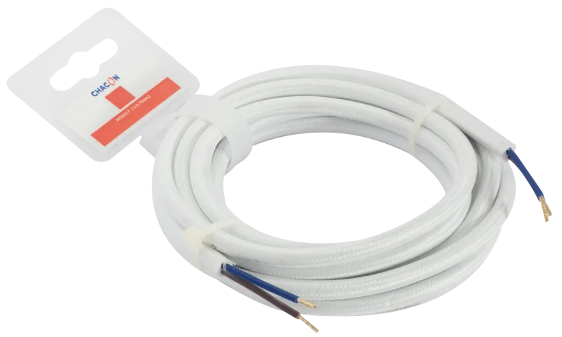 Cable textil chacon h03vv-f 2x0,75 mm² blanco de 5 m