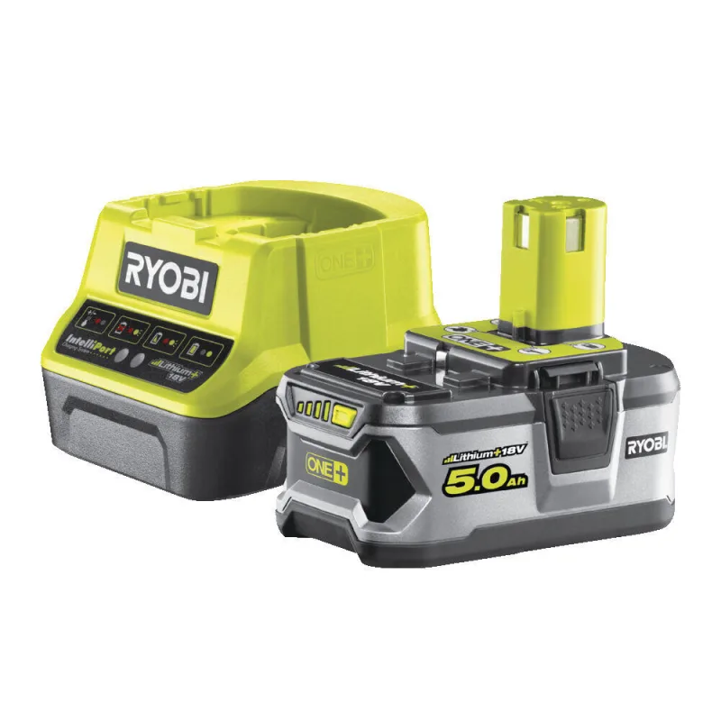 Pack cargador ryobi 18v con indicador de carga y carga rápida + batería 5 ah