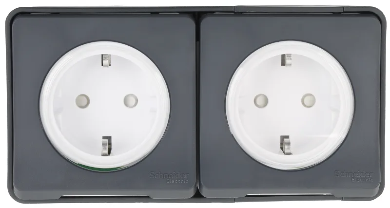 Enchufe doble schneider mureva superficie gris