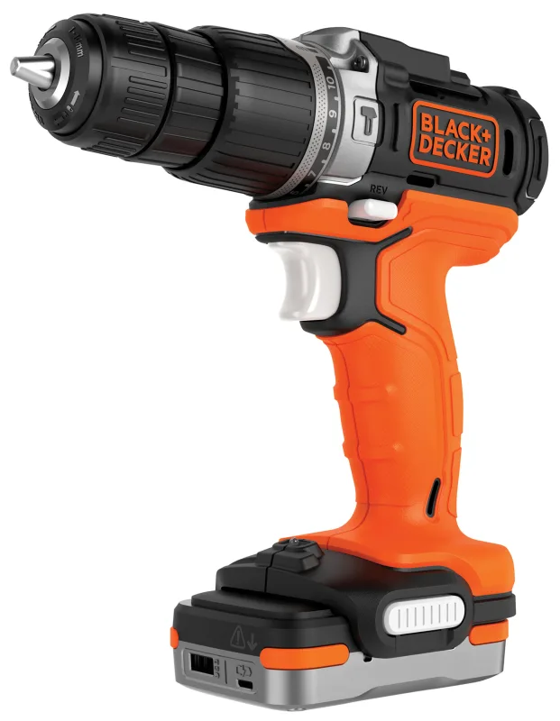 Taladro percutor a batería black + decker 12v - 1 batería de 12v 1.5ah, cable usb, bolsa de transporte y manual de instrucciones - bdchd12s1-xj