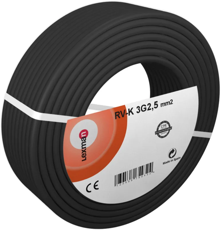 Manguera lexman h07rv-k negro 3x2,5 mm² 50 m