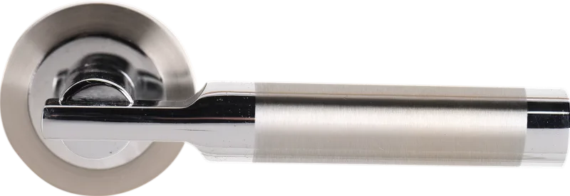 Juego de manilla con roseta serie cracovia en aluminio, niquelado