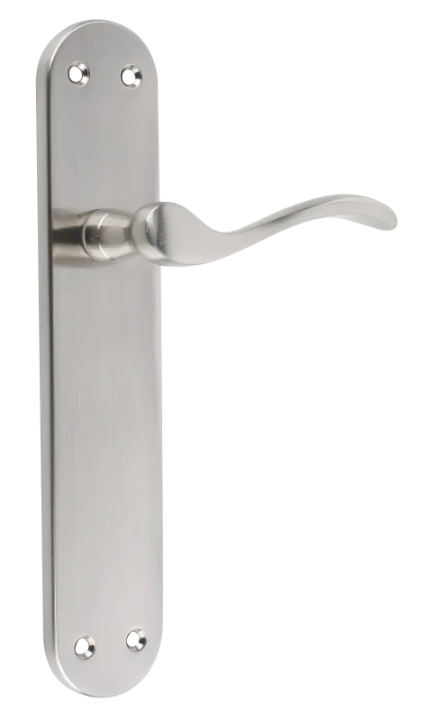 Manilla de placa para puerta bellagio de aluminio, níquel satinado 240x45mm