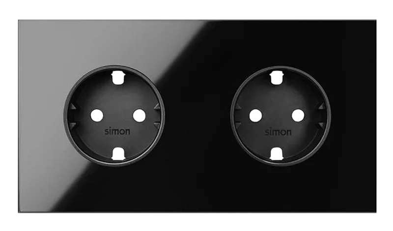 Kit enchufe frontal 2 enchufes simon 100 negro