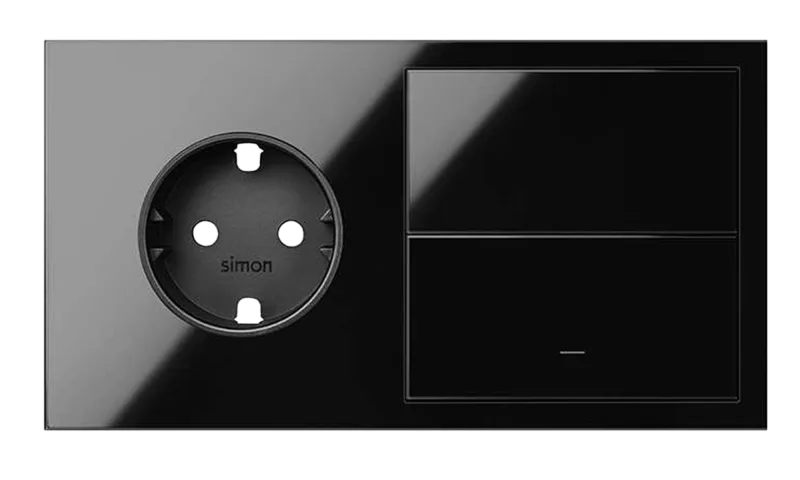Kit enchufe frontal ench+tecla simon 100 negro