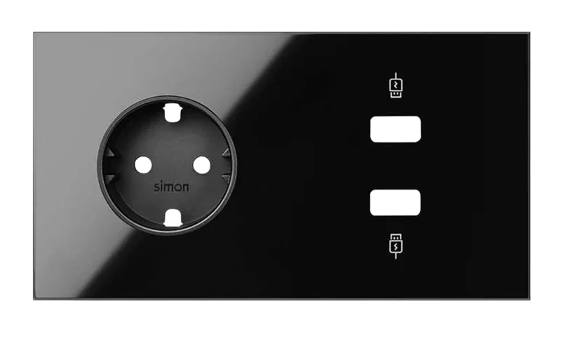 Kit enchufe frontal ench+2usb simon 100 negro