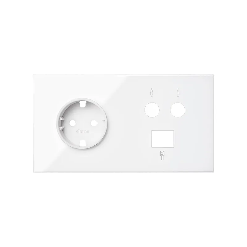 Kit enchufe frontal ench+tv+rj45 simon 100 blanco