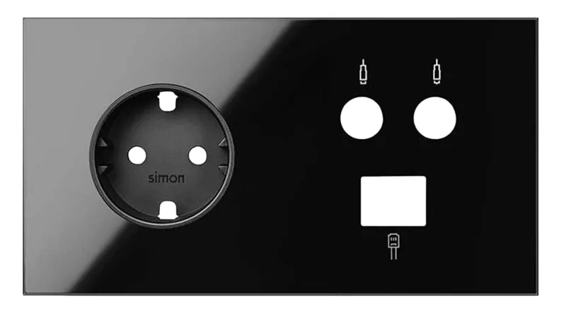 Kit enchufe frontal ench+tv+rj45 simon 100 negro