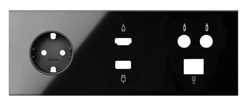 Kit enchufe frontal enc+hdmi+usb+tv+rj45 negro