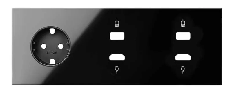 Kit enchufe frontal enc+2hdmi+2usb simon 100 negro
