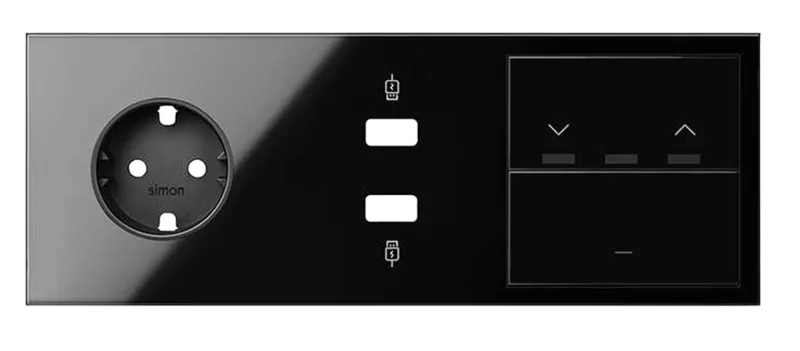 Kit enchufe frontal ench+2usb+pers+tecl negro