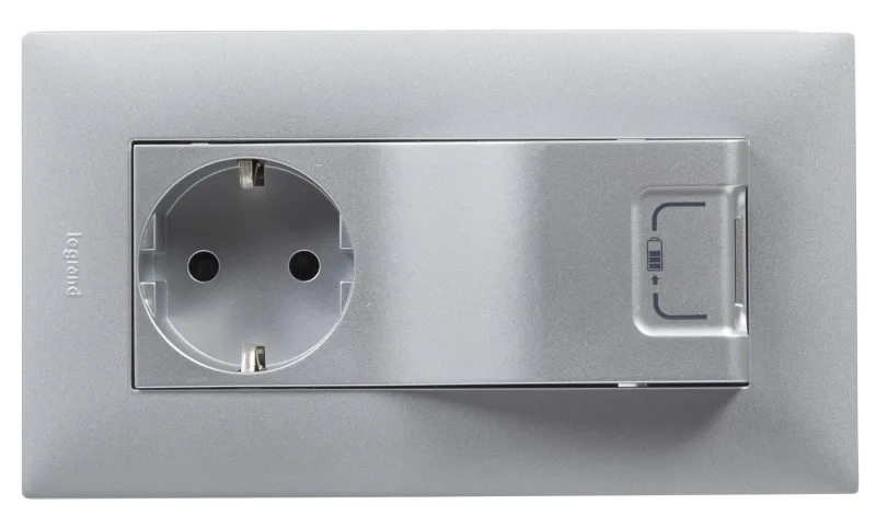 Enchufe + toma de usb legrand niloé step aluminio