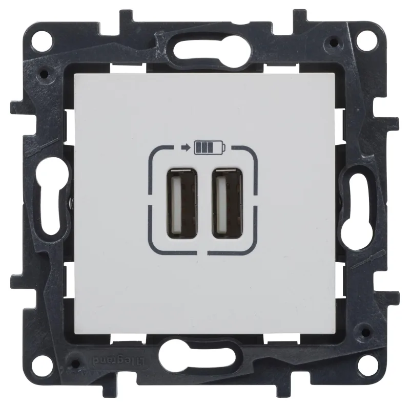 Toma usb doble legrand niloé step blanco