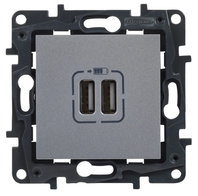 Toma usb doble legrand niloé step aluminio