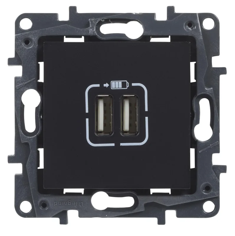 Toma usb doble legrand niloé step negro