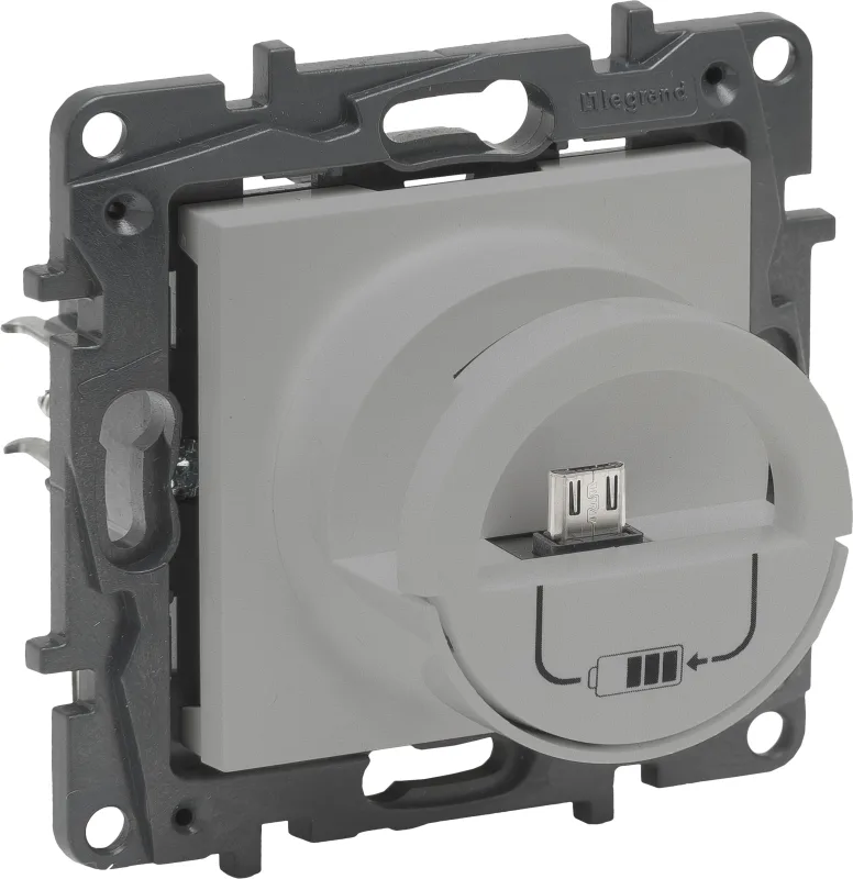 Toma micro usb legrand niloé step aluminio