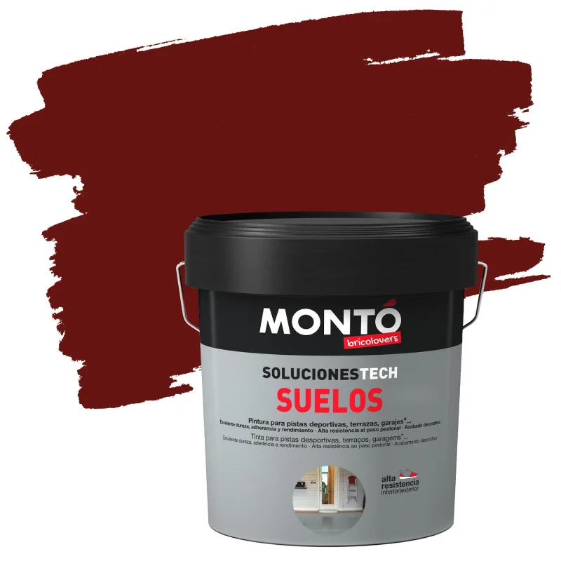 Pintura suelo color rojo para hormigón, piedra, ladrillo montó mate 12l base agua