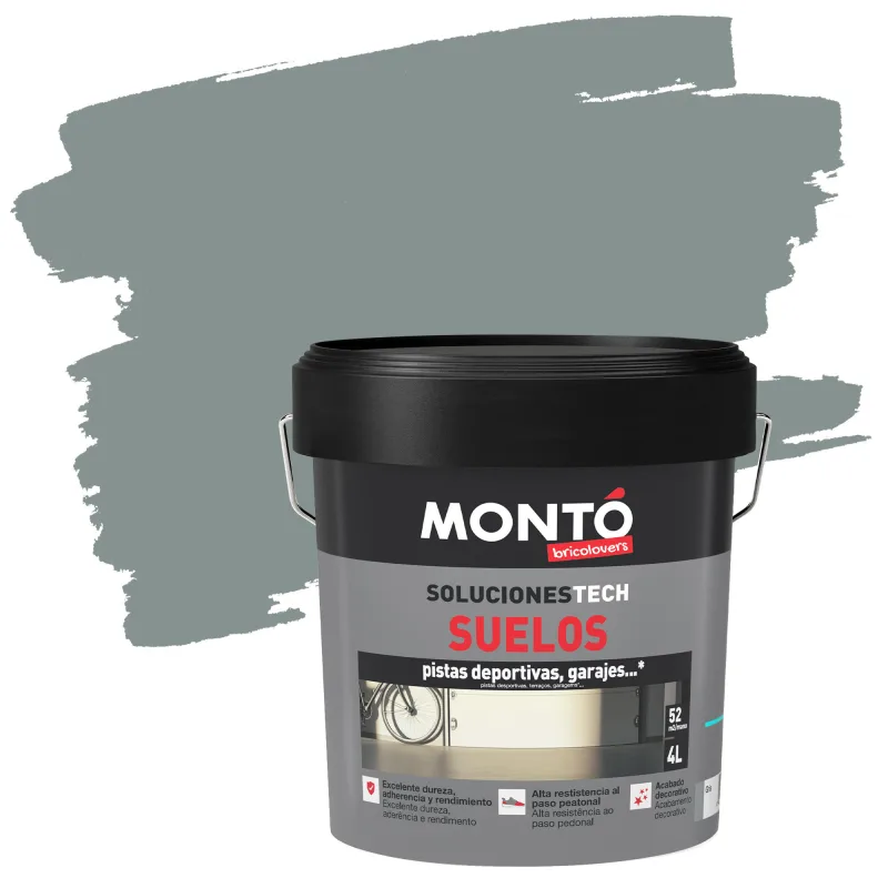 Pintura suelo color gris para hormigón, piedra, ladrillo montó mate 4l base agua