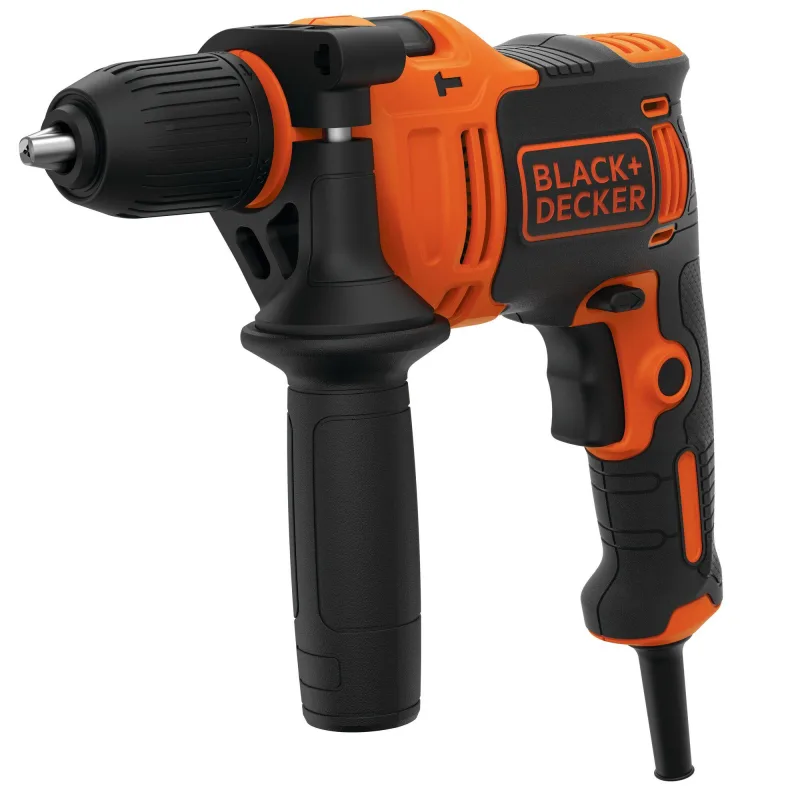 Taladro con cable black + decker 710w - incluye 4 brocas (2 brocas para madera 4/6mm, 2 brocas para mampostería 4/6mm) empuñadura lateral y maletín y tope de profundidad - beh710k-qs