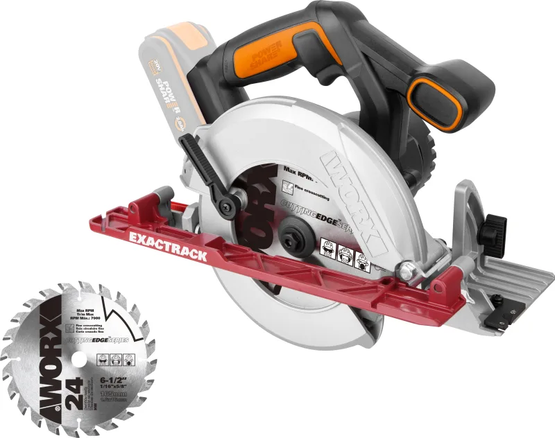 Sierra circular a batería worx wx530.9, 20 v ø 165 mm sin batería