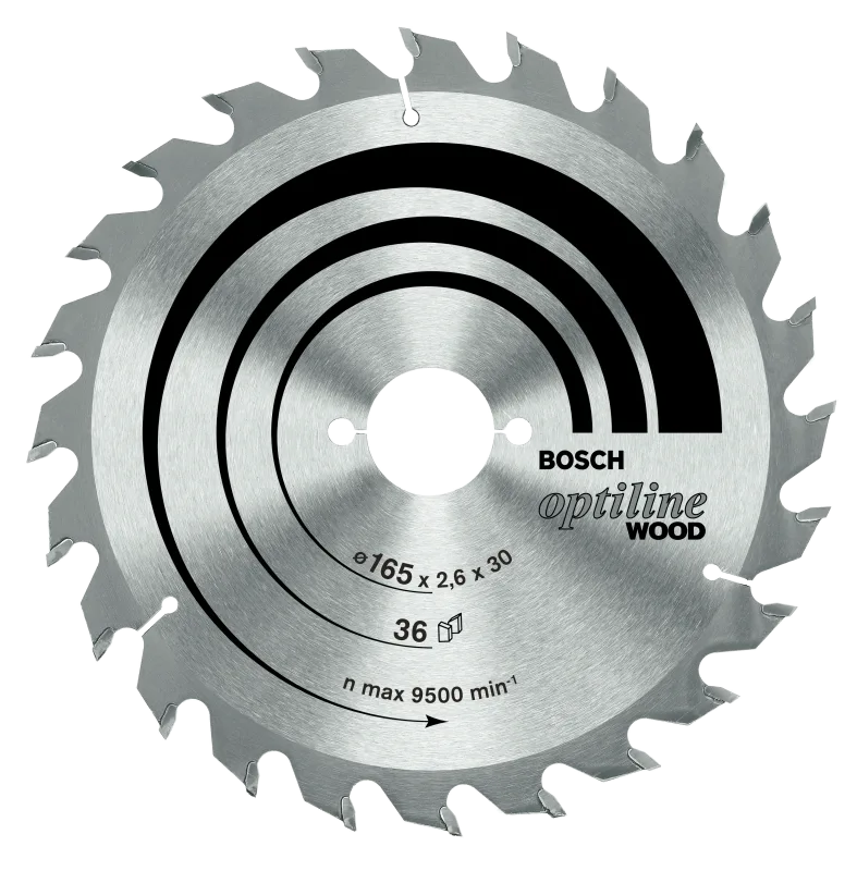 Disco de sierra circular bosch para madera, 165 x 30 x 2,6 mm y 36 dientes