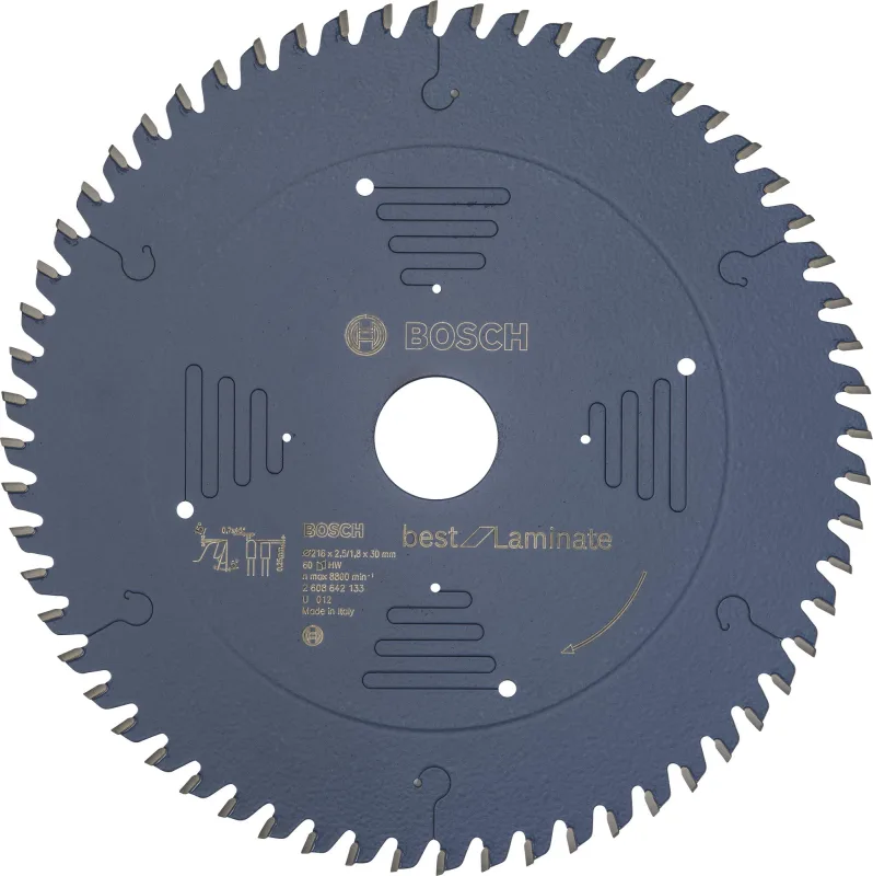 Disco de sierra circular bosch para madera laminada, 216 x 30 mm y 60 dientes