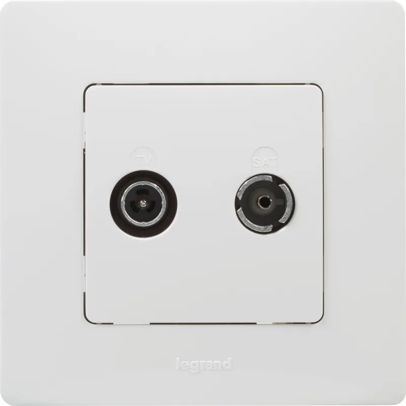Toma de tv intermedia + marco legrand niloé monobloc blanco