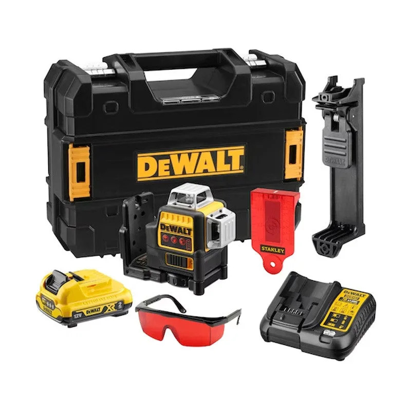 Dewalt láser 3x360° 10.8v 2.0ah rayo rojo + batería y cargador - dce089d1r