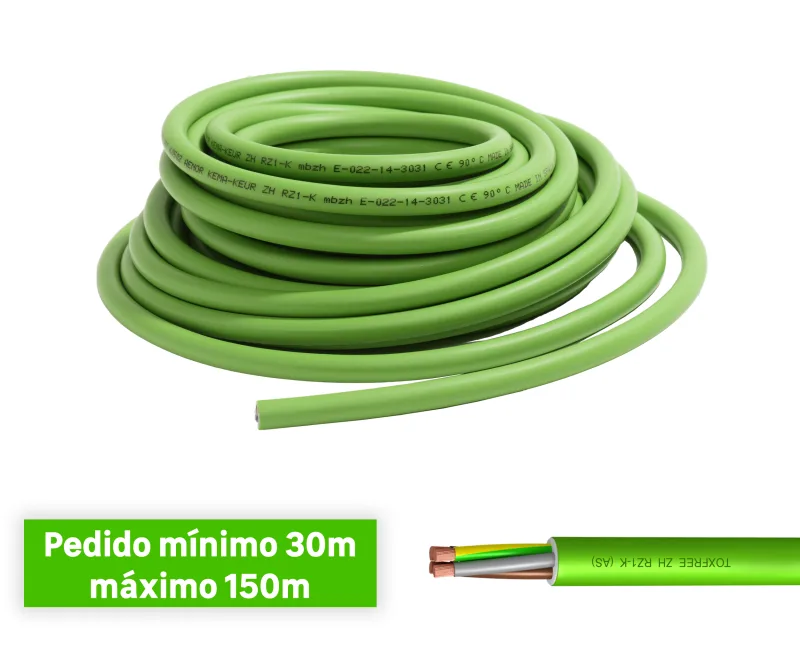 Cable eléctrico al corte rz1-k 3g16mm² mín30m - máx70m