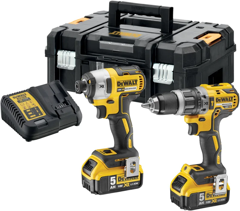 Kit dewalt dck266p2t-qw. taladro percutor + atornillador impacto + 2 baterías 5.0 ah + maletín - compatible con 18v xr y motor brushless
