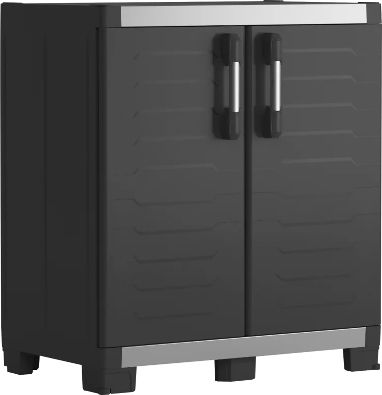 Armario bajo de resina pro xl 89x99x54 cm color negro 2 puertas