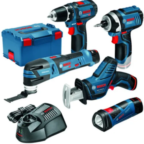 Bosch monster kit set k11 (gsr 12v-15 + gdr 12v-105 + gsa 12v-14 + gop 12v-28 + gli 12v-80 + 3x2,0 ah + gal1230cv + l-boxx 238)