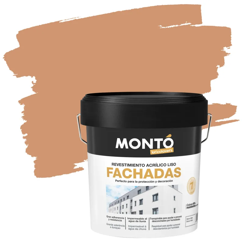Pintura exterior color teja intenso para cemento, fachada montó mate 12l base agua
