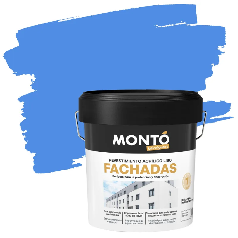 Pintura exterior color azul océano para cemento, fachada montó mate 12l base agua