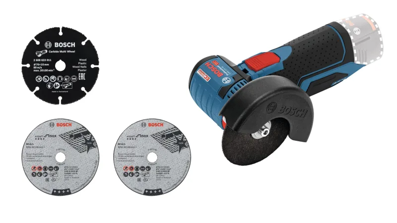 Miniamoladora a batería bosch professional gws 12v-76 + 3 discos. sin batería