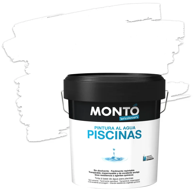 Pintura exterior color blanco caribe para cemento, piscina montó semimate 4l base agua