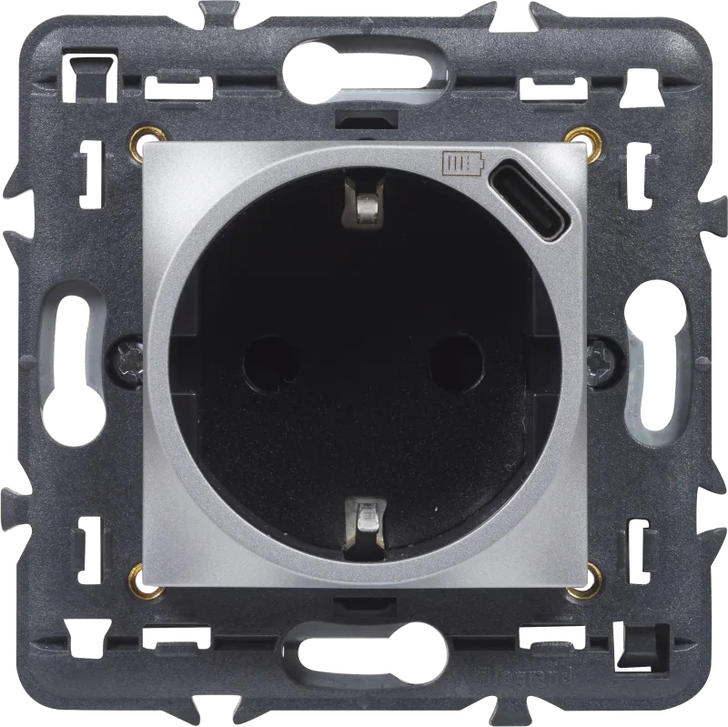 Enchufe + usb c legrand valena next aluminio