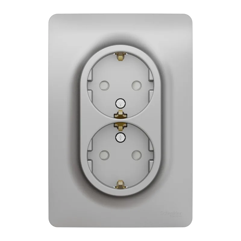 Enchufe doble schneider new unica aluminio