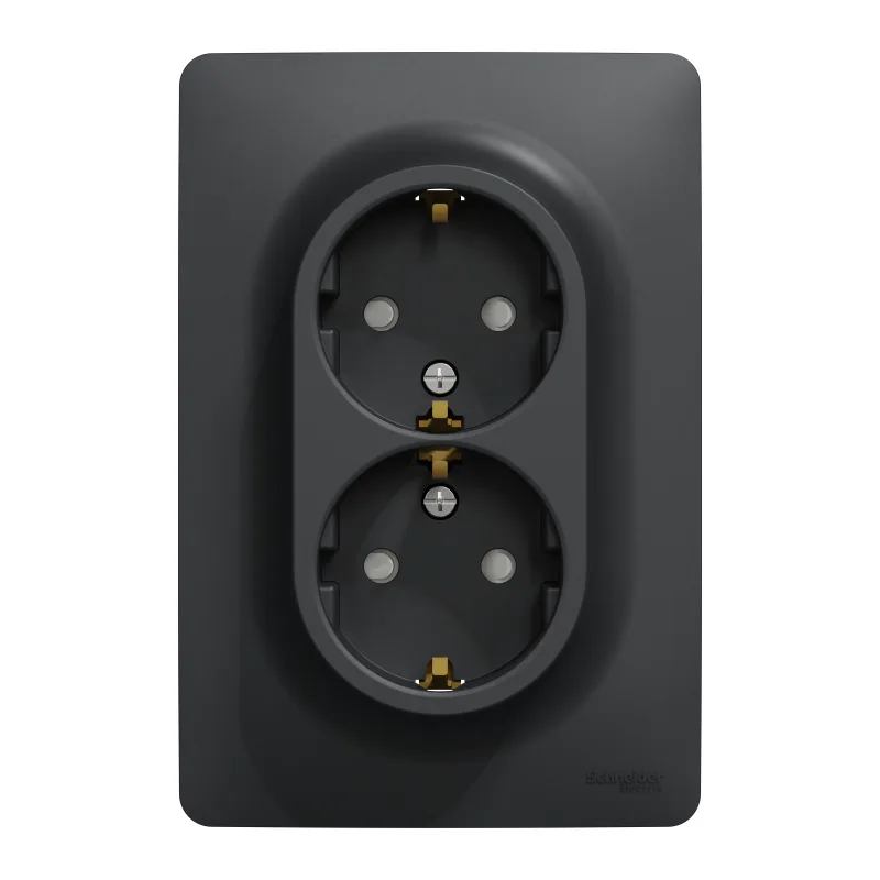 Enchufe doble schneider new unica antracita