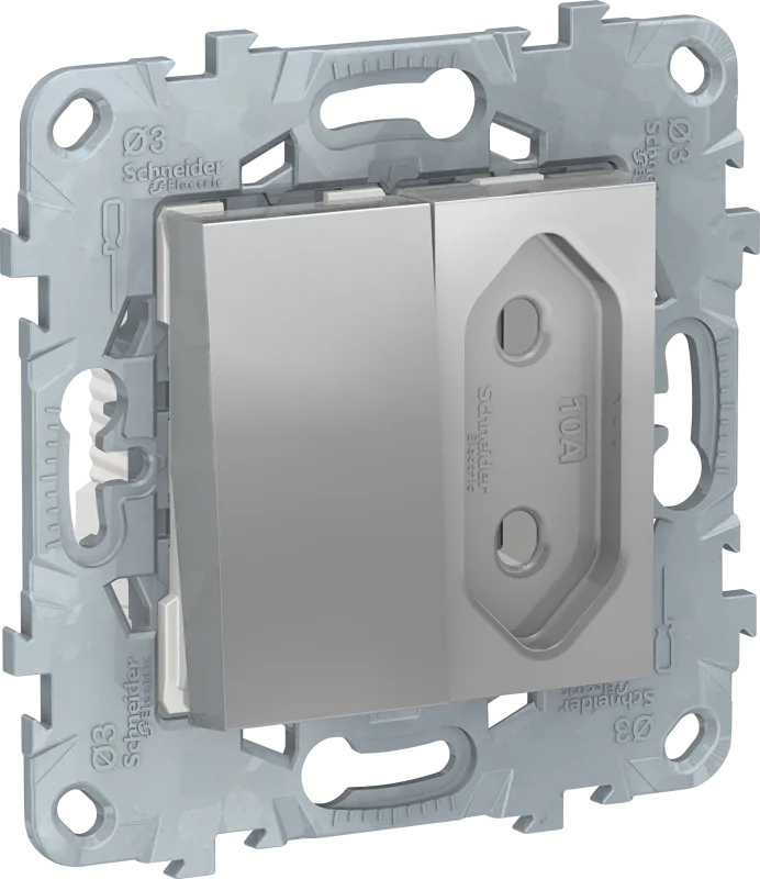 Interruptor + enchufe schneider new unica aluminio