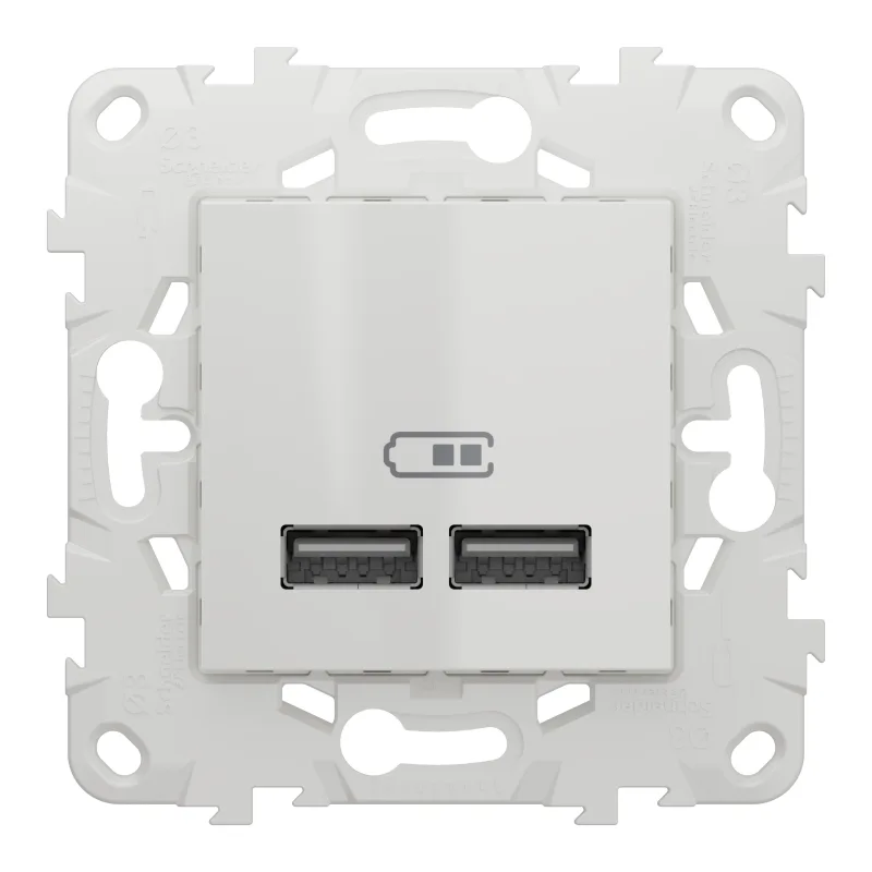 Enchufe usb doble schneider new unica blanco 2.1a