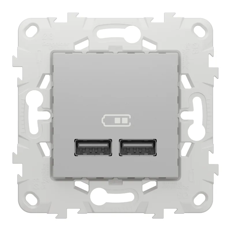 Toma de usb schneider new unica aluminio