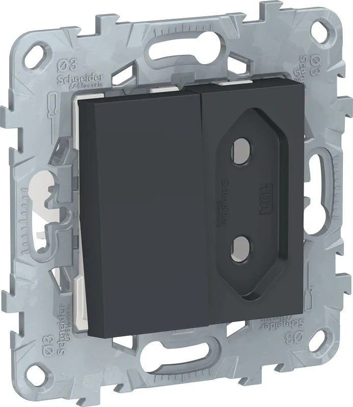 Cruzamiento + enchufe schneider new unica antracita