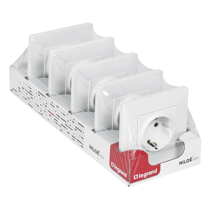 Pack de 5 enchufes legrand niloé step blanco