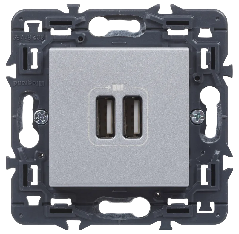 Toma de usb doble legrand valena next aluminio