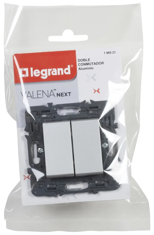 Interruptor doble legrand valena next aluminio