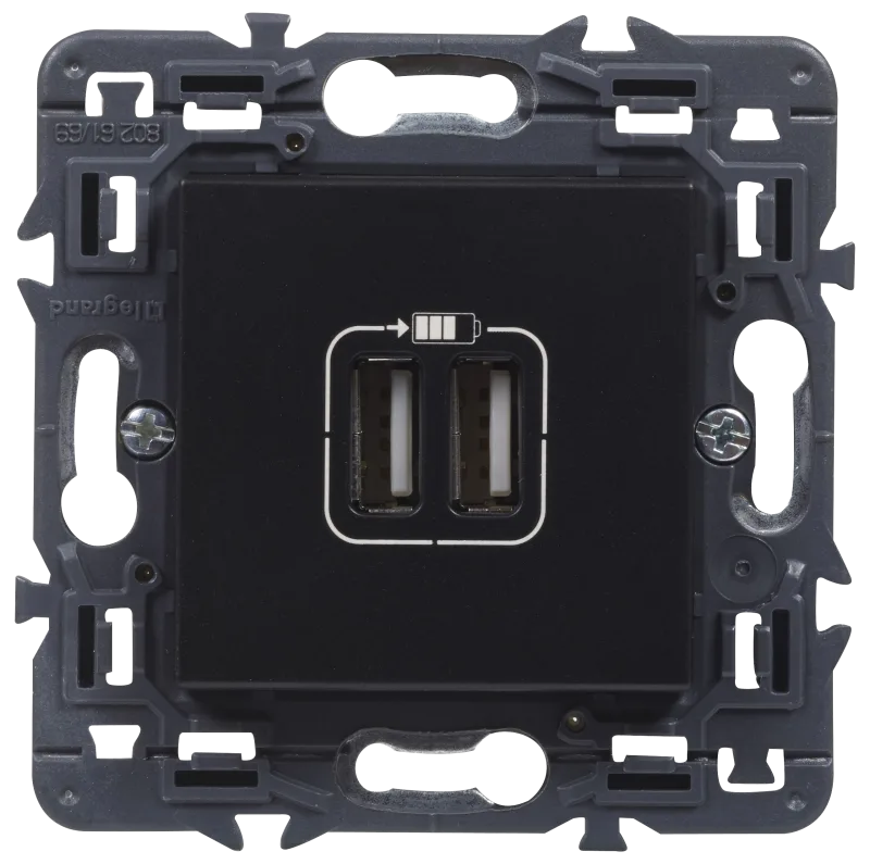 Toma de usb doble legrand valena next negro
