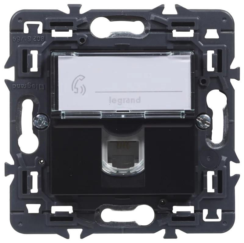 Toma de teléfono legrand valena next negro