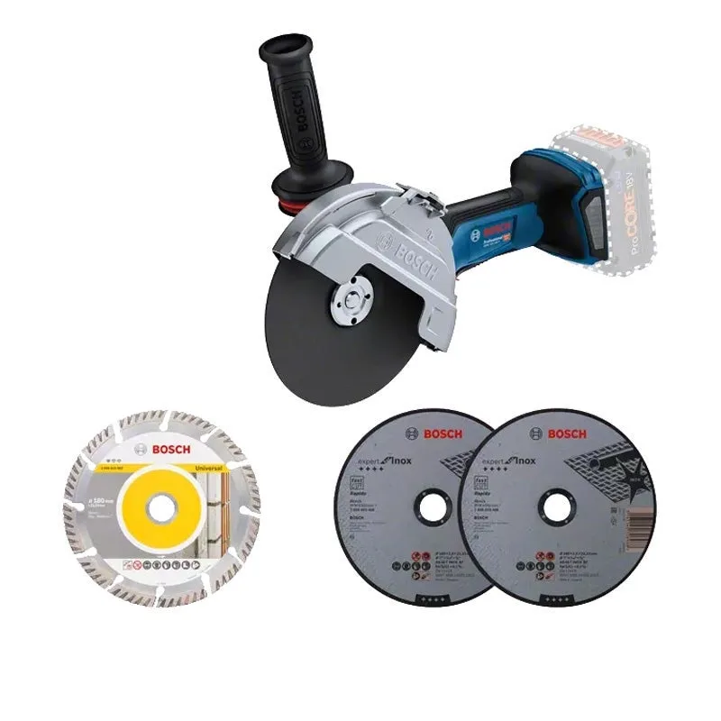 Amoladora angular bosch professional biturbo gws 18v-180 p ø 180 mm sin batería ni cargador, con 3 discos de corte, en l-boxx