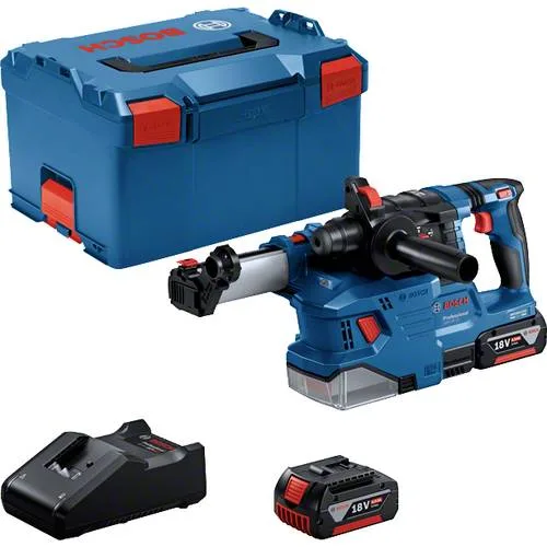 Taladro percutor a batería bosch professional gbh 18v-22 professional, 18 voltios, con gde 18v-12 azul/negro, 2 baterías de ione